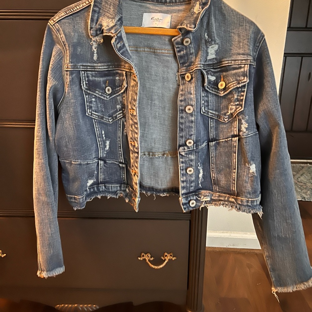 KanCan Faded Blue Distressed Jean Jacket - Picture 7 of 8